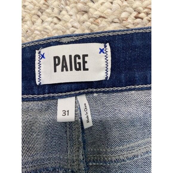 31 PAIGE Mid Rise Jax Knee Short Dark Wash Cuffed Shorts - Picture 4 of 5